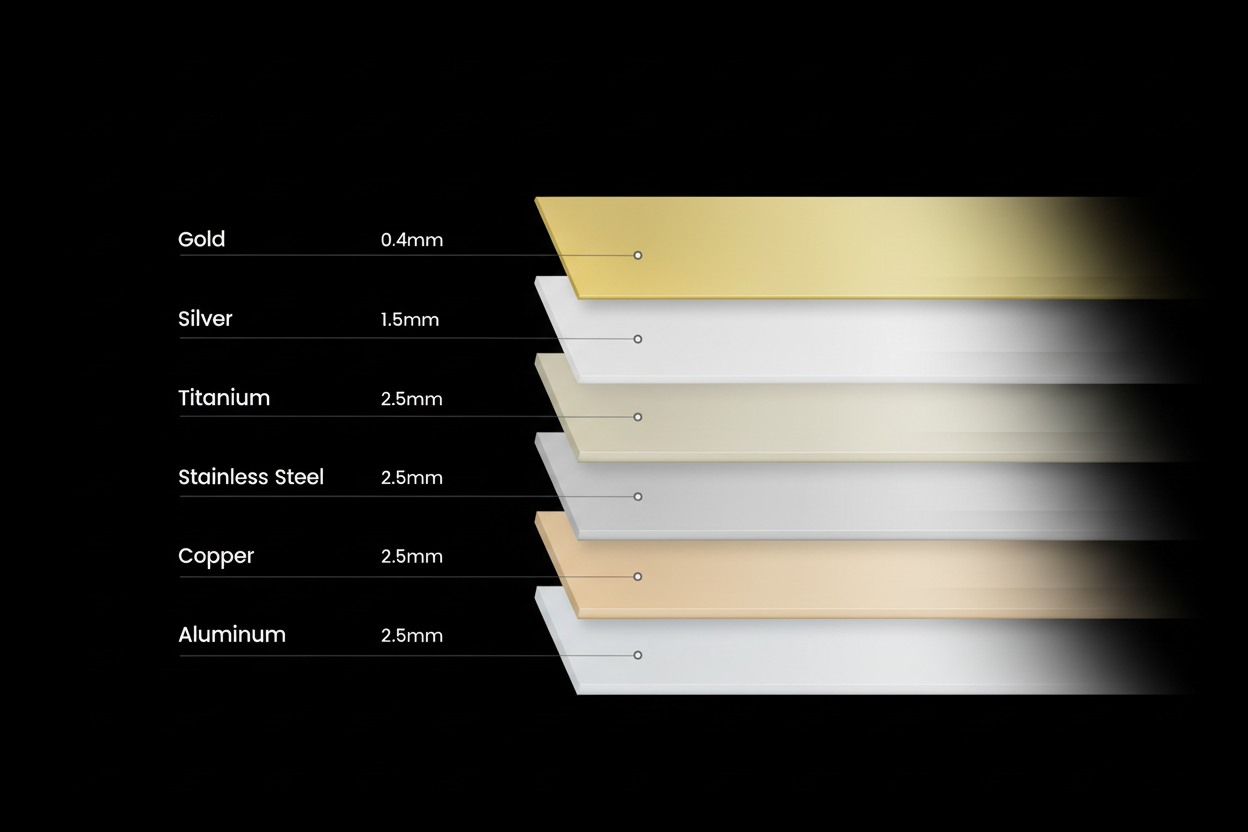 100W MOPA金属厚度对比图