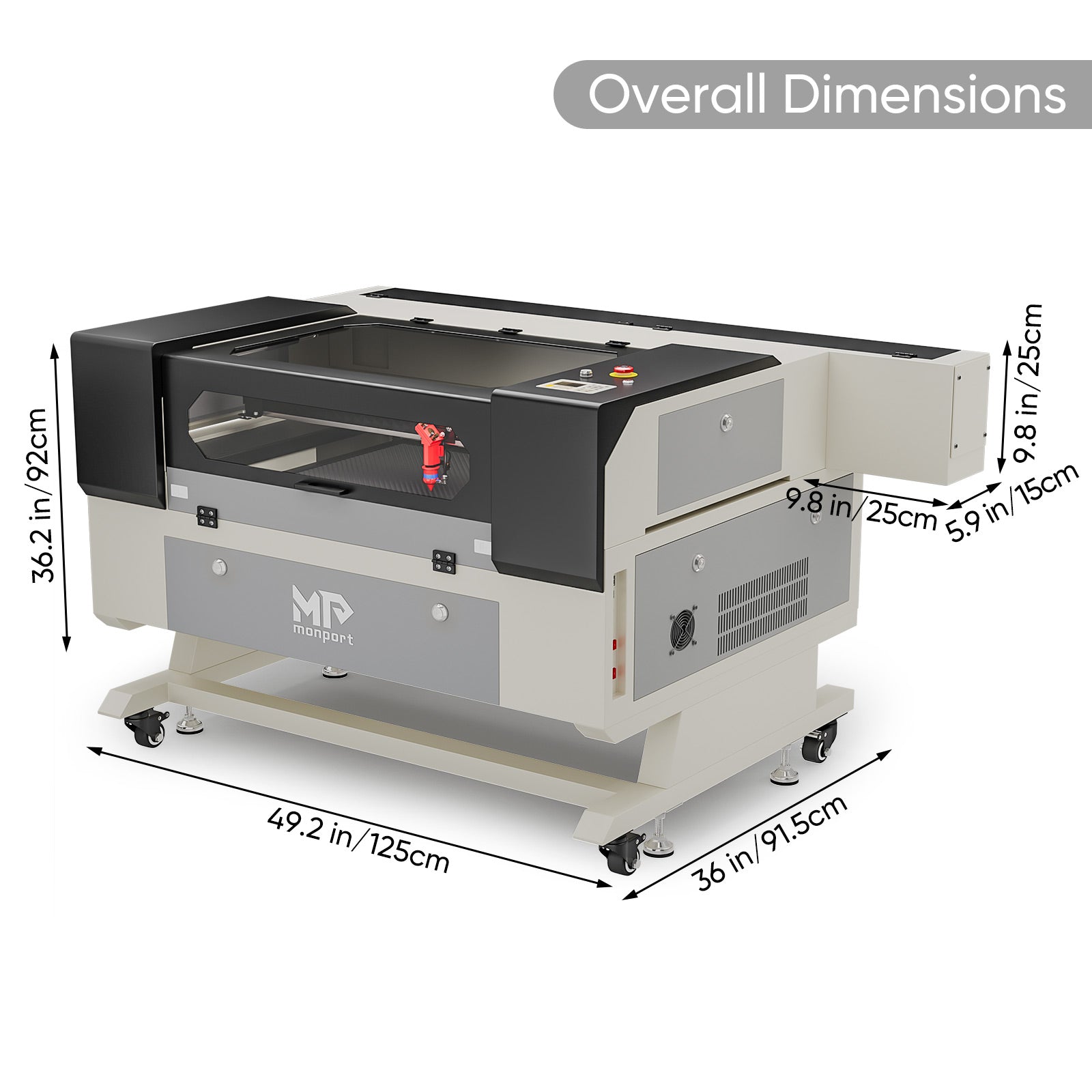 Monport 90W CO2 Laser Engraver & Cutter (28" x 20") with Autofocus and Bracket