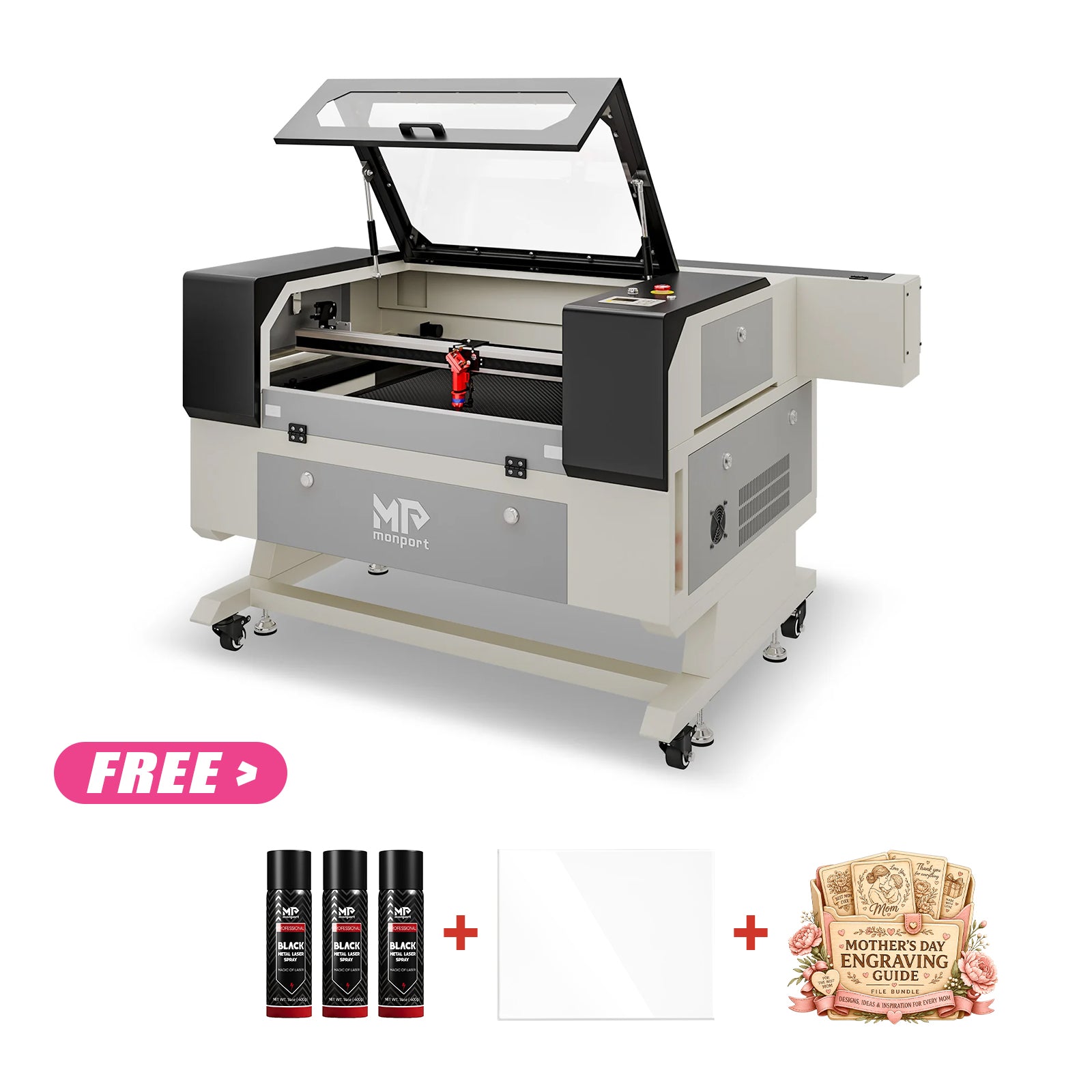 Monport 90W CO2 Laser Engraver & Cutter (28" x 20") with Autofocus and Bracket