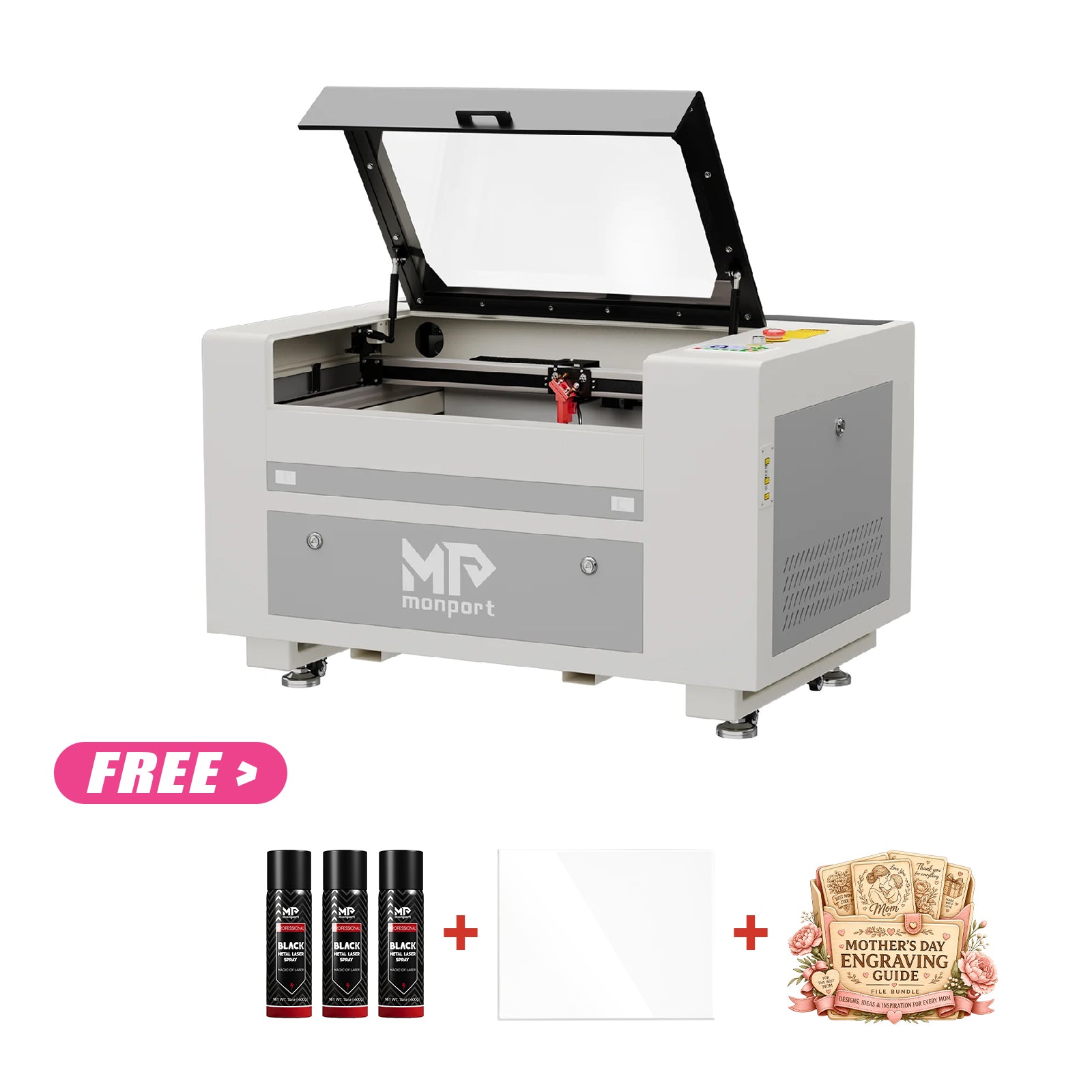 Clearance Sale: Monport 60W CO2 Laser Engraver & Cutter (24" x 16") with Autofocus