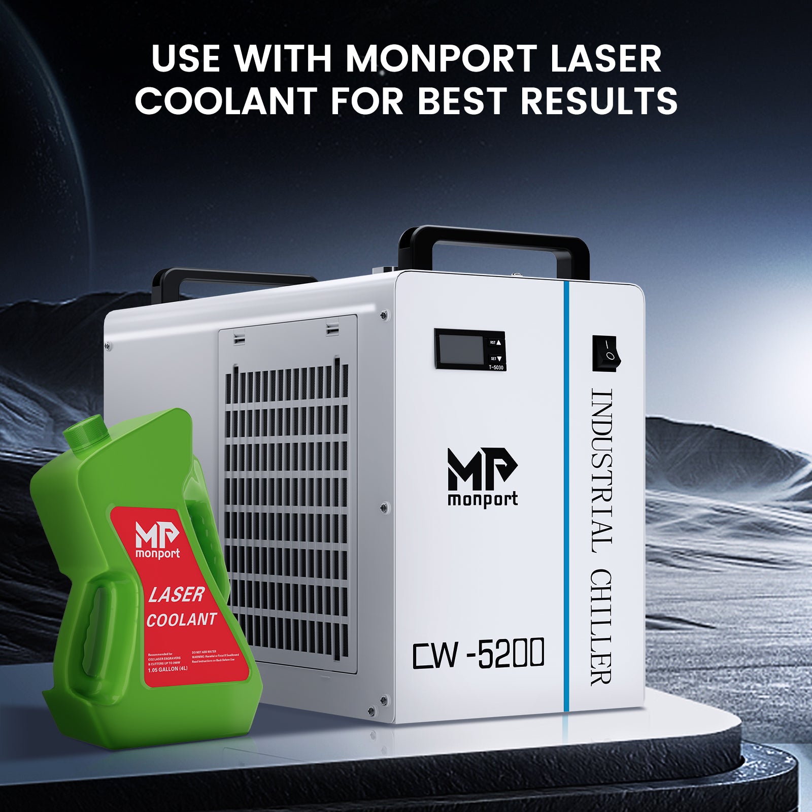 Monport 6L CW-5200 Industrial Water Chiller for 40W-150W CO2 Laser Engraver