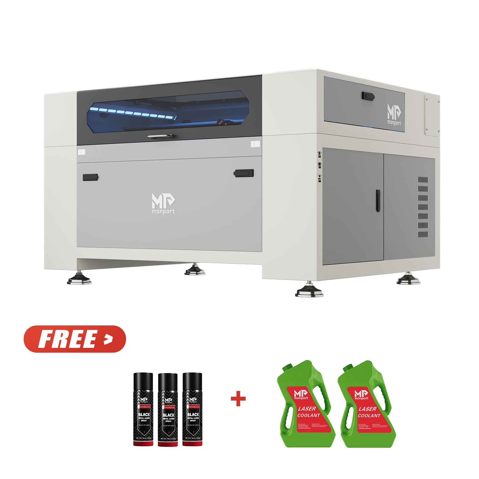 Monport Effi9S Upgraded 90W CO2 Laser Engraver & Cutter (36" × 24") with Autofocus and Built-in Water Chiller