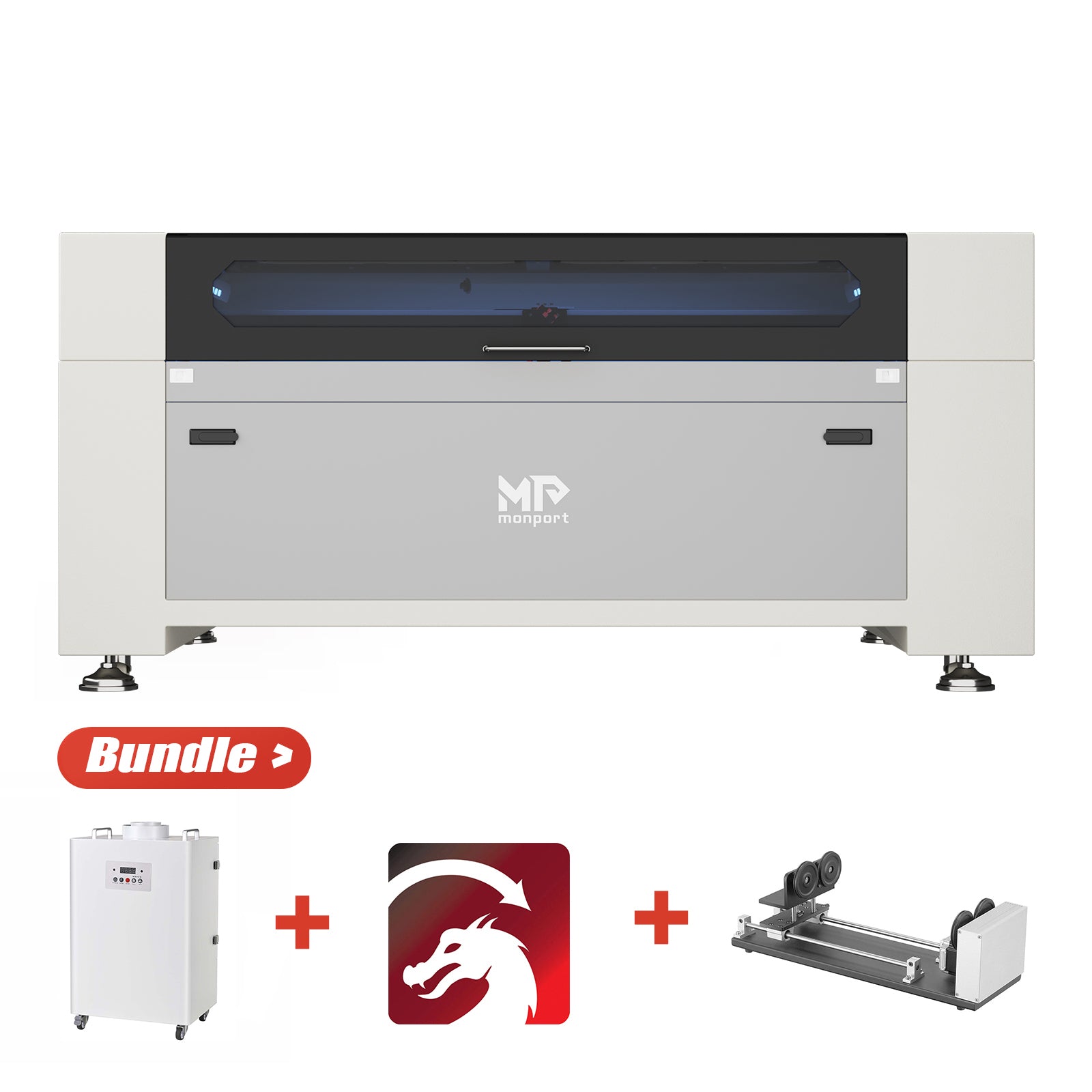 Bundle Sale | Monport Effi16S Upgraded 150W CO2 Laser Engraver & Cutter (63" × 40") with Autofocus and Built-in Water Chiller