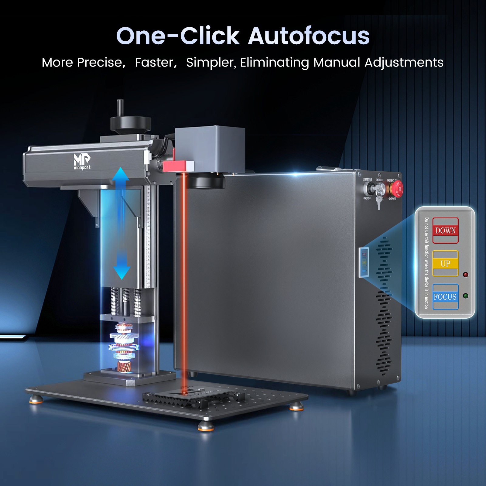 Monport GT 200W Split MOPA Fiber Laser Engraver & Color Marking Machine With AutoFocus