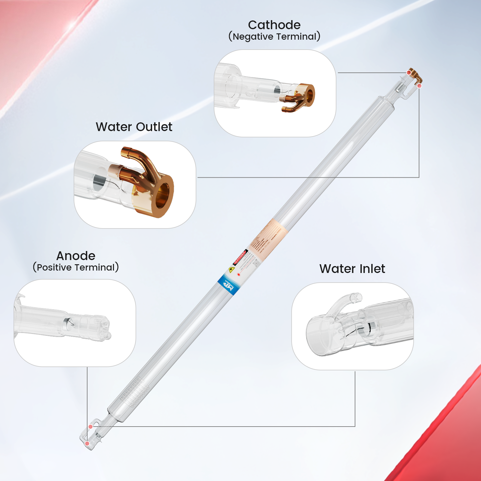 Monport 150W CO2 Laser Tube for Laser Engraver