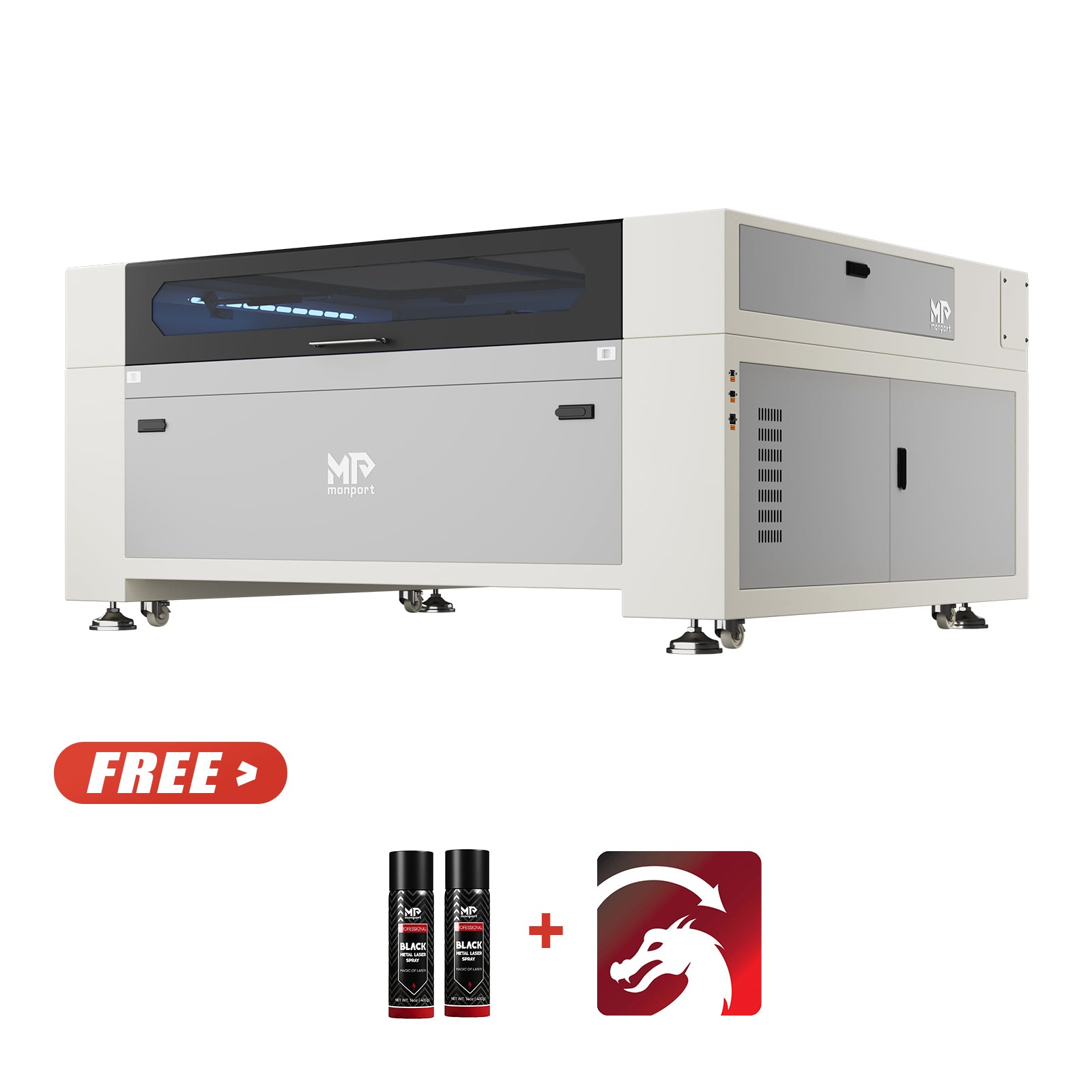 Monport Effi13S Upgraded 130W CO2 Laser Engraver & Cutter (51" × 35") with Autofocus and Built-in Water Chiller