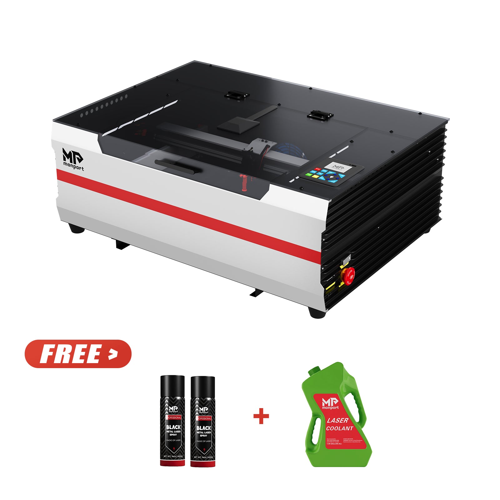 Monport Reno45 Pro Vision 45W Desktop CO2 Laser Engraver & Cutter (16" X 12") with 8MP HD Camera and Magnetic Assisted Focus
