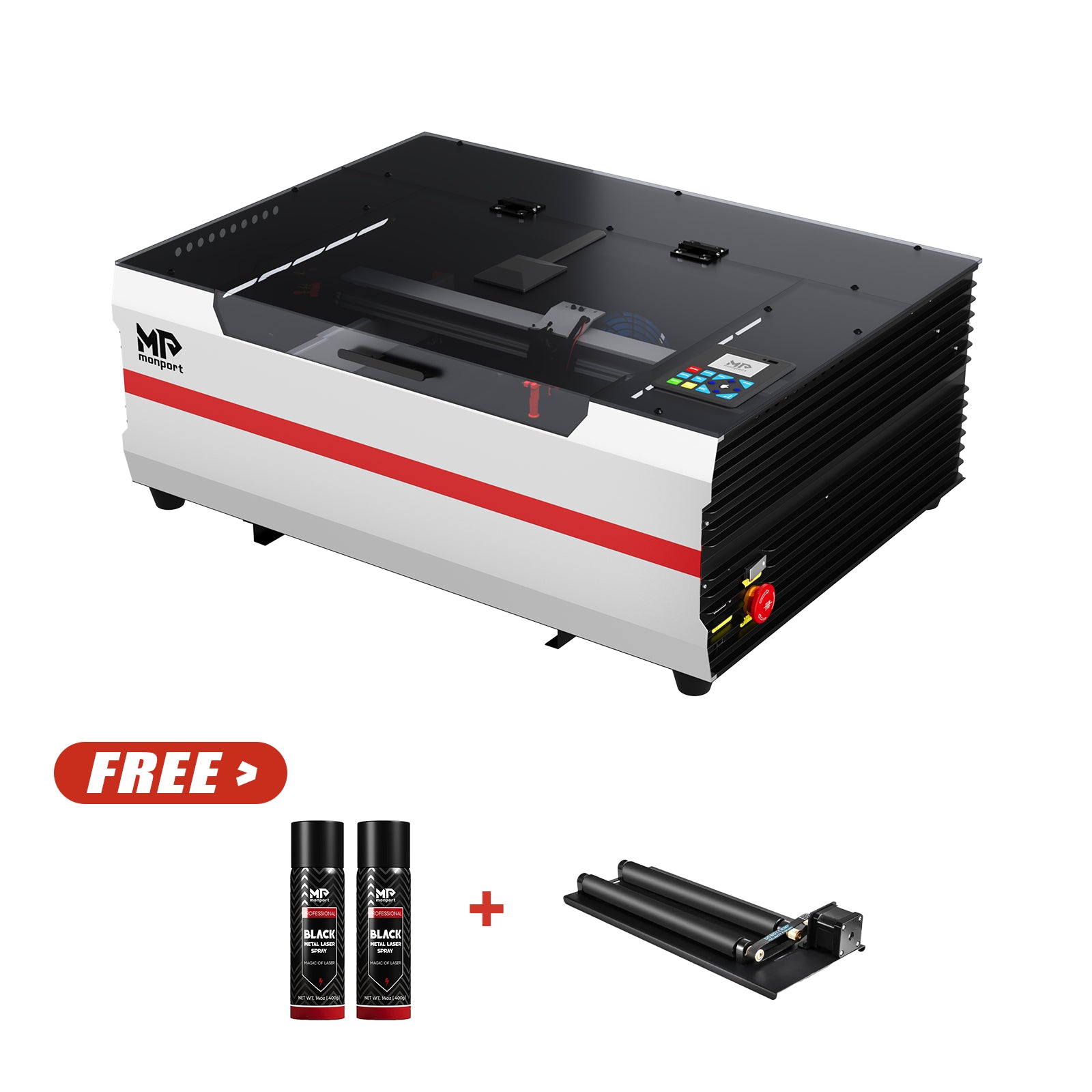 Monport Reno45 Pro Vision 45W Desktop CO2 Laser Engraver & Cutter (16" X 12") with 8MP HD Camera and Magnetic Assisted Focus