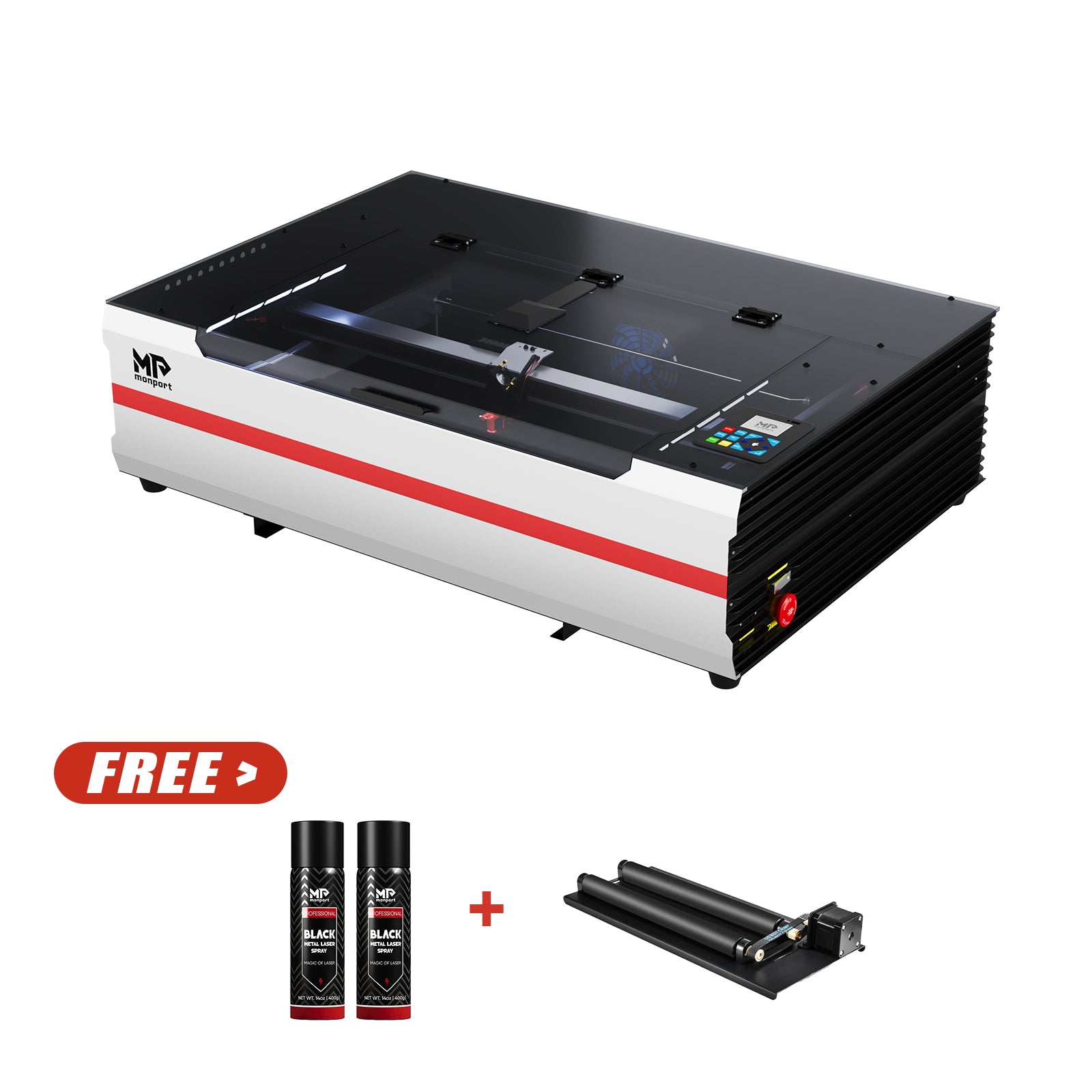 Monport Reno65 Pro Vision 65W Desktop CO2 Laser Engraver & Cutter (24" X 16") with 8MP HD Camera and Magnetic Assisted Focus