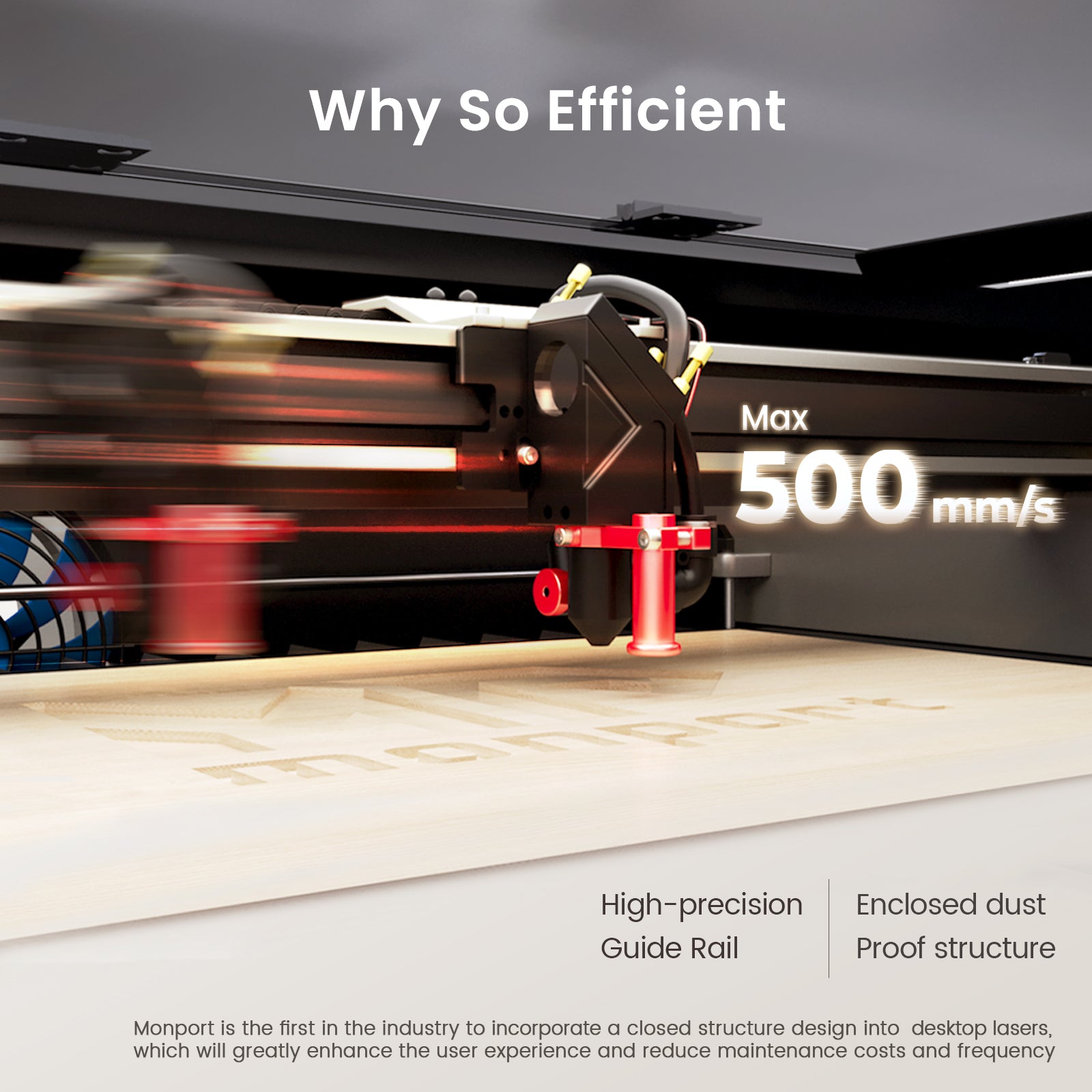 Monport Reno45 45W Desktop CO2 Laser Engraver & Cutter (16" X 12") with Magnetic Assisted Focus