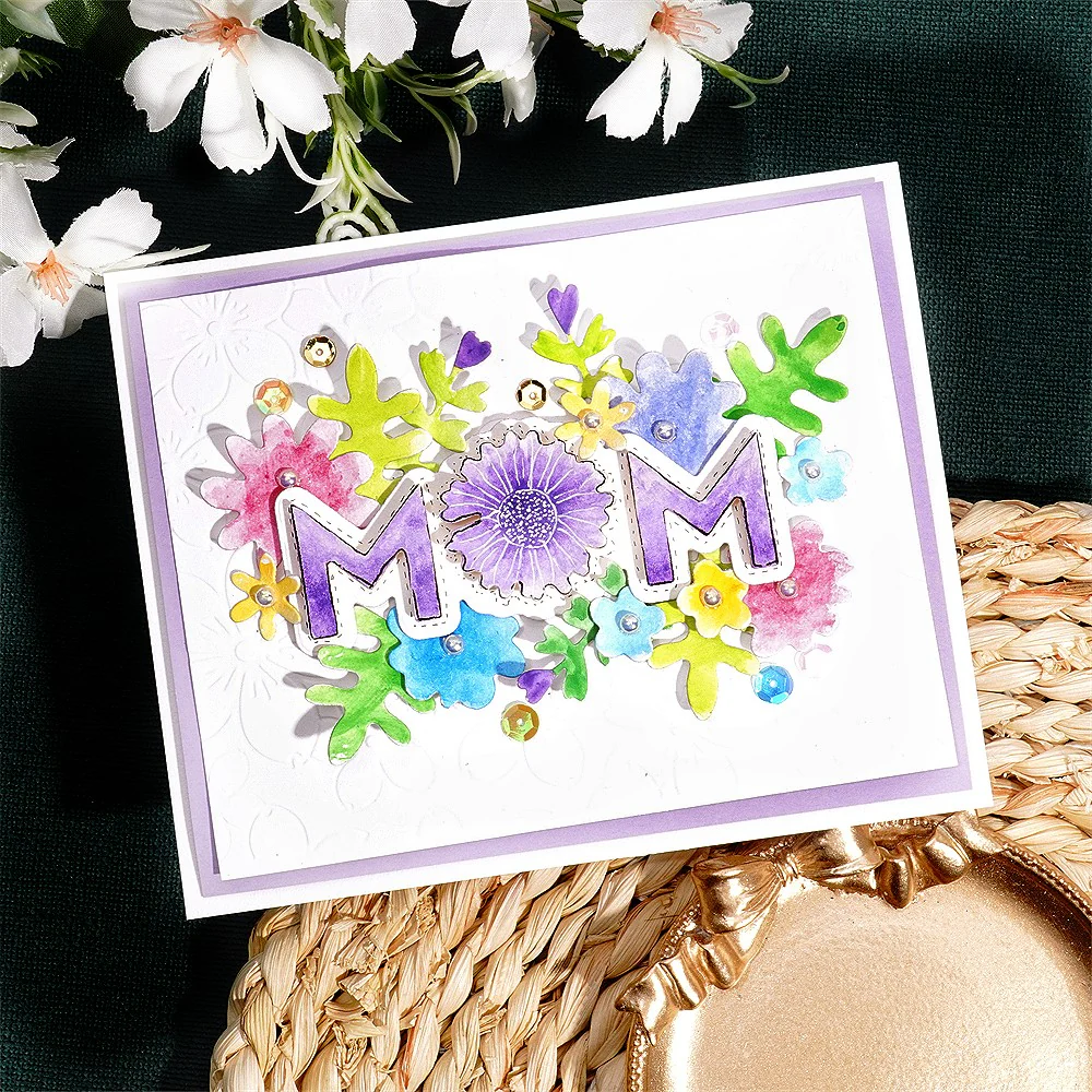 Mother's Day Metal Cutting Dies With Flora Mom Words
