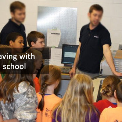 Laser engraving with students in school