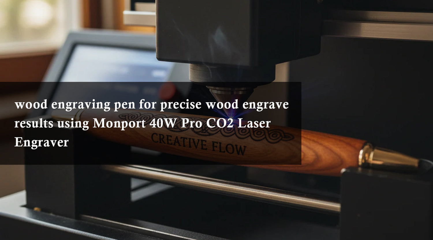 Wood engraving pen for precise wood engrave results using Monport 40W Pro CO2 Laser Engraver