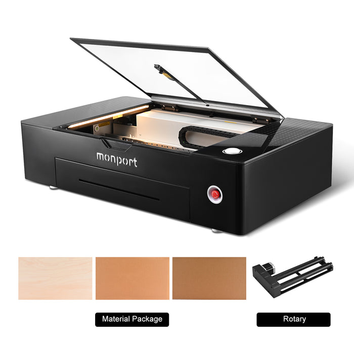 MONPORT ONYX 55W Desktop CO2 Laser Cutter with Upgraded Rotary Axis