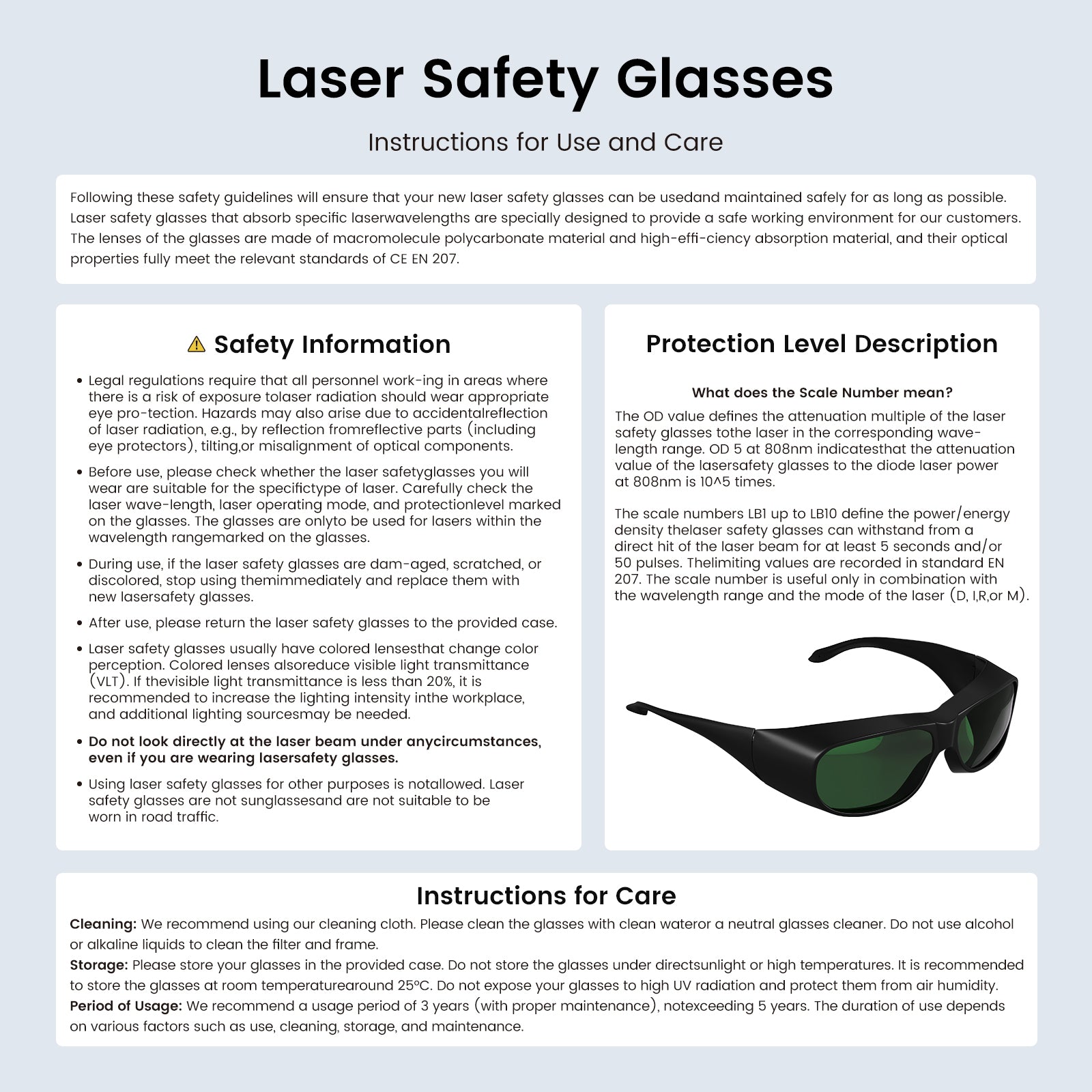 Fiber Laser Engravers Protective Glasses-1064nm-OD7