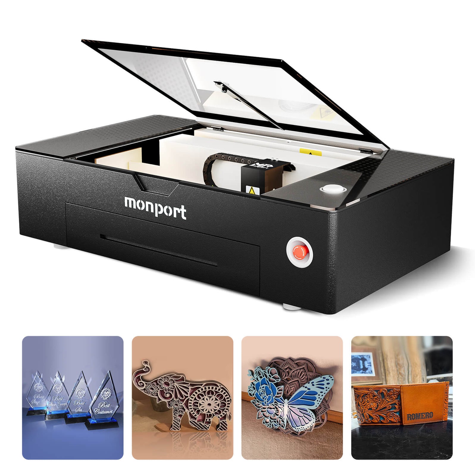 MONPORT ONYX 55W Desktop CO2 Laser Cutter with Upgraded Rotary Axis ...