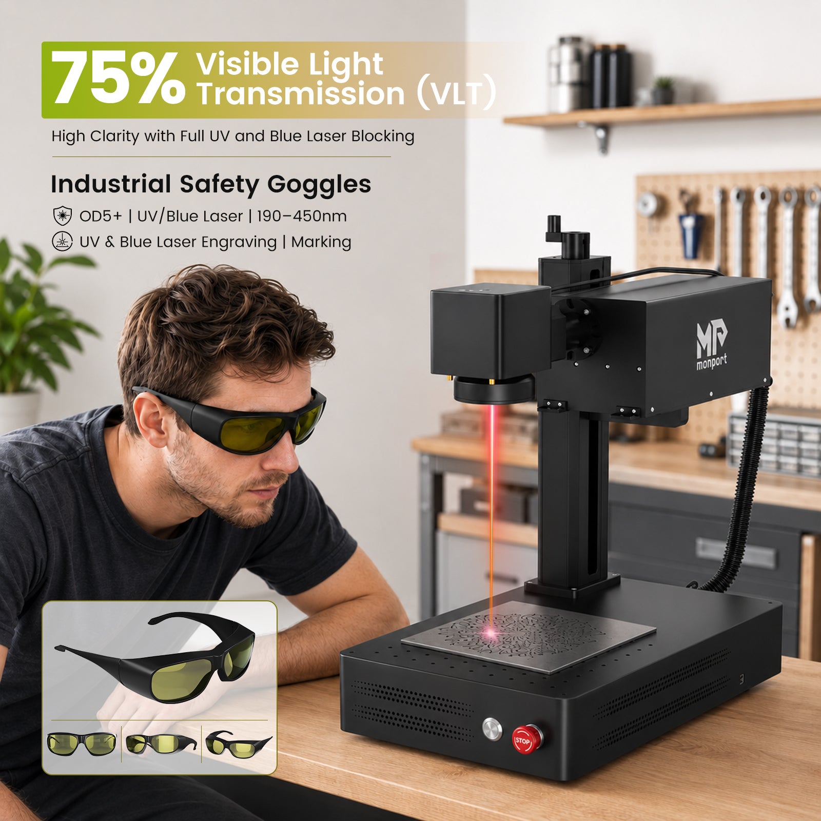 UV Laser Engravers Protective Glasses-355nm-OD5