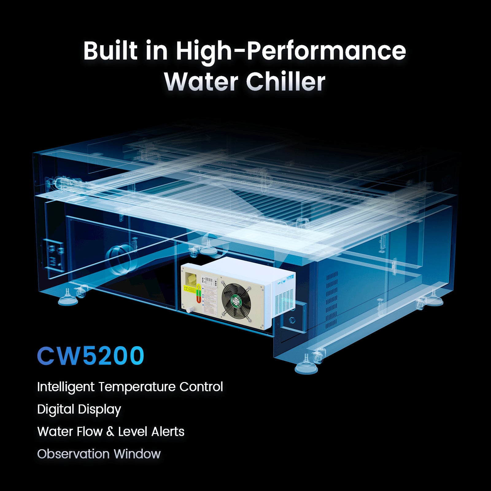 Monport Effi9S Upgraded 90W CO2 Laser Engraver & Cutter with Autofocus and Built-in Water Chiller