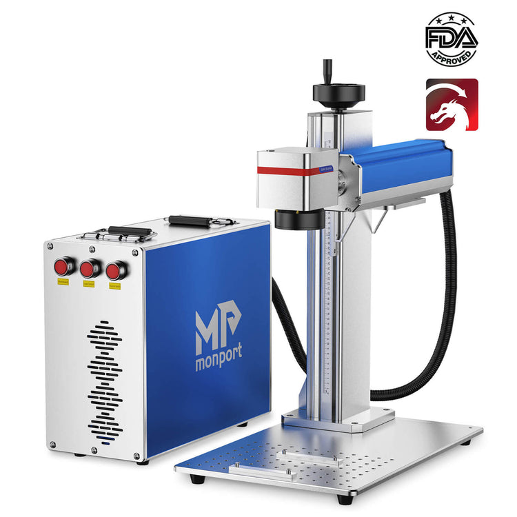 Upgrade Monport 30W (8" x 8") Fiber Laser Engraver & Marking Machine with FDA Approval
