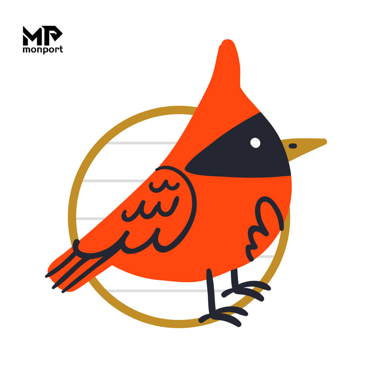 Red Feathery Fun: Laser-Engraved Cartoon Bird Keychain