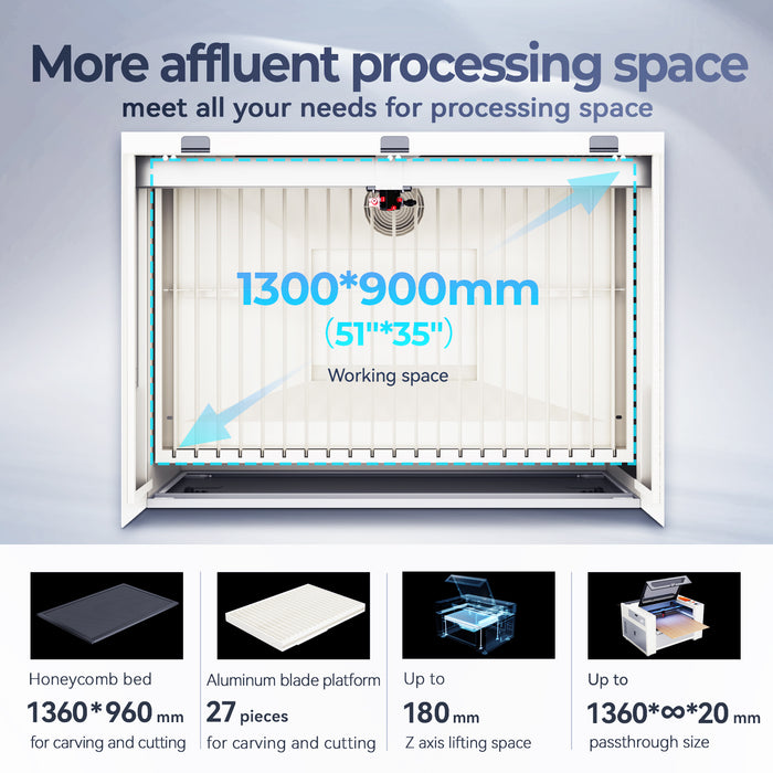 Monport Effi13S Upgraded 130W CO2 Laser Engraver & Cutter with Autofocus and Built-in Water Chiller