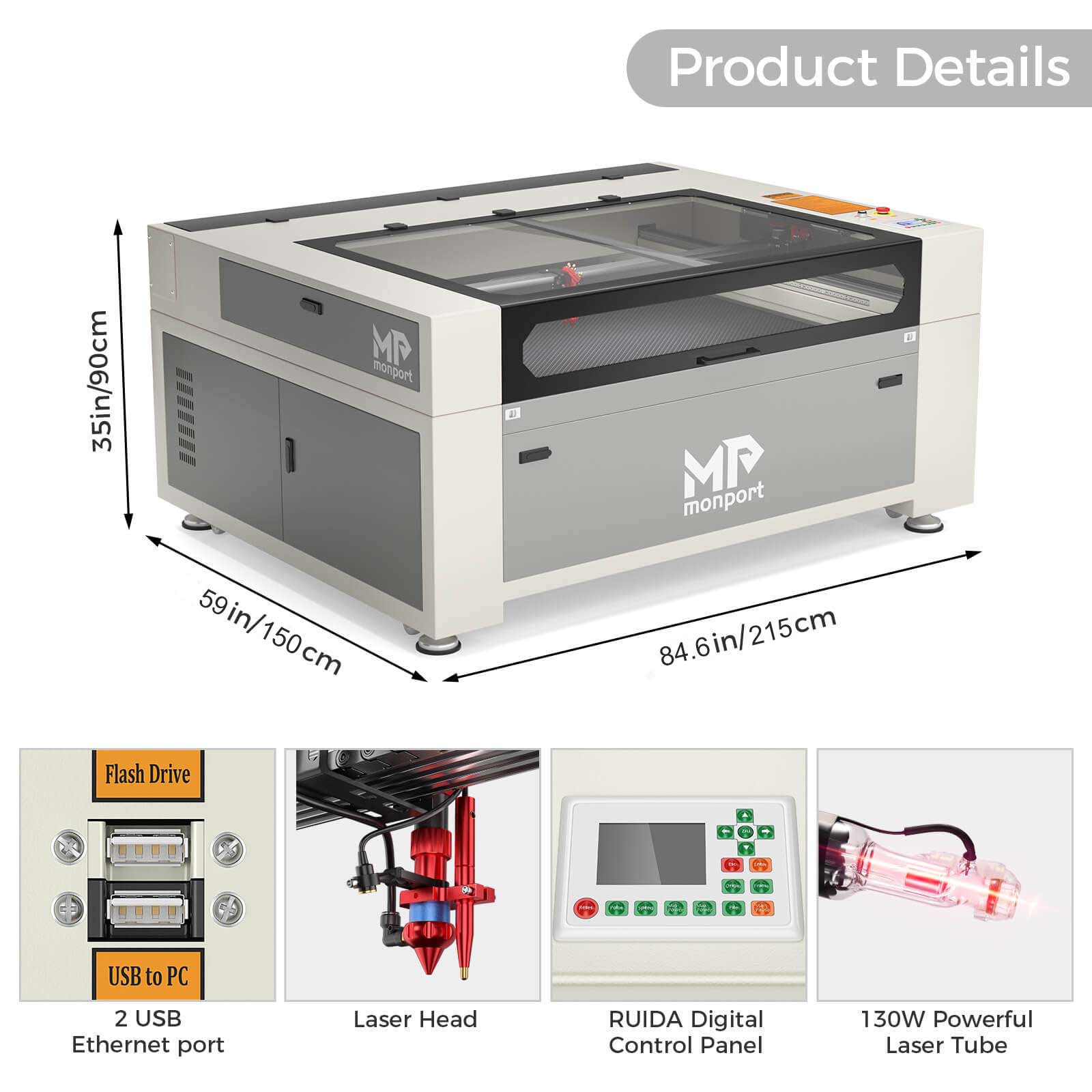 Monport 150W CO2 Laser Engraver & Cutter (64