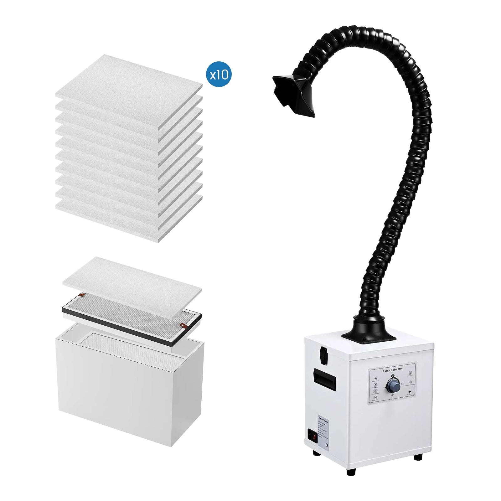 Monport 150W Laser Fume Extractor with 3-Layer Filter for CO2 & Fiber Laser Engraver
