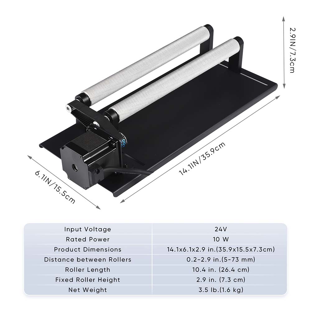 Monport Laser Rotary Axis 360° for 55W-150W CO2 Laser Engraver to hold cylindrical objects