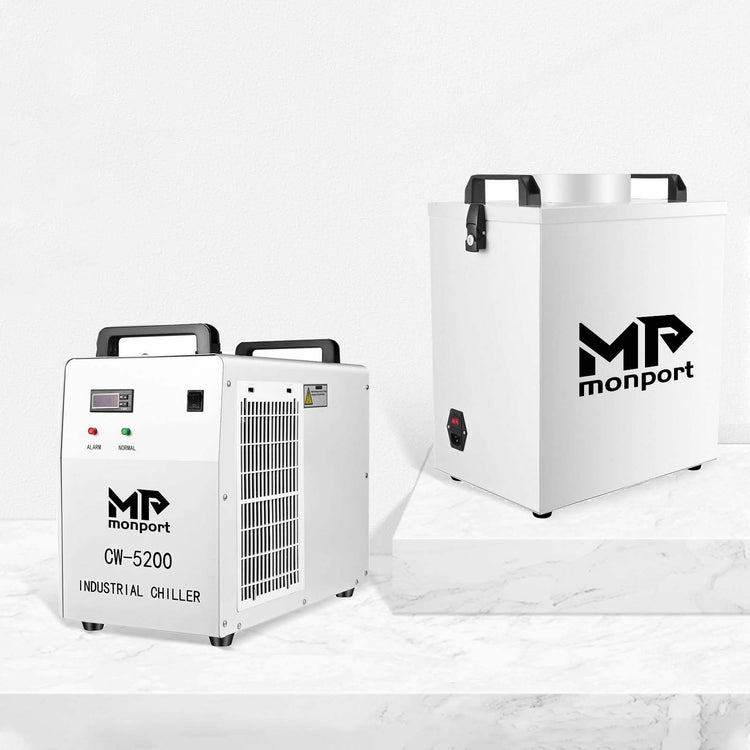 Monport 6L CW-5200 Industrial Water Chiller with Air Purifier Laser Fume Extractor