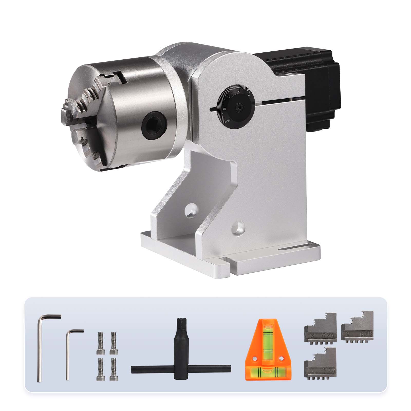 Monport 80MM Three Jaws Rotary Axis Attachment with a Scale Dial (for Fiber Engravers only)