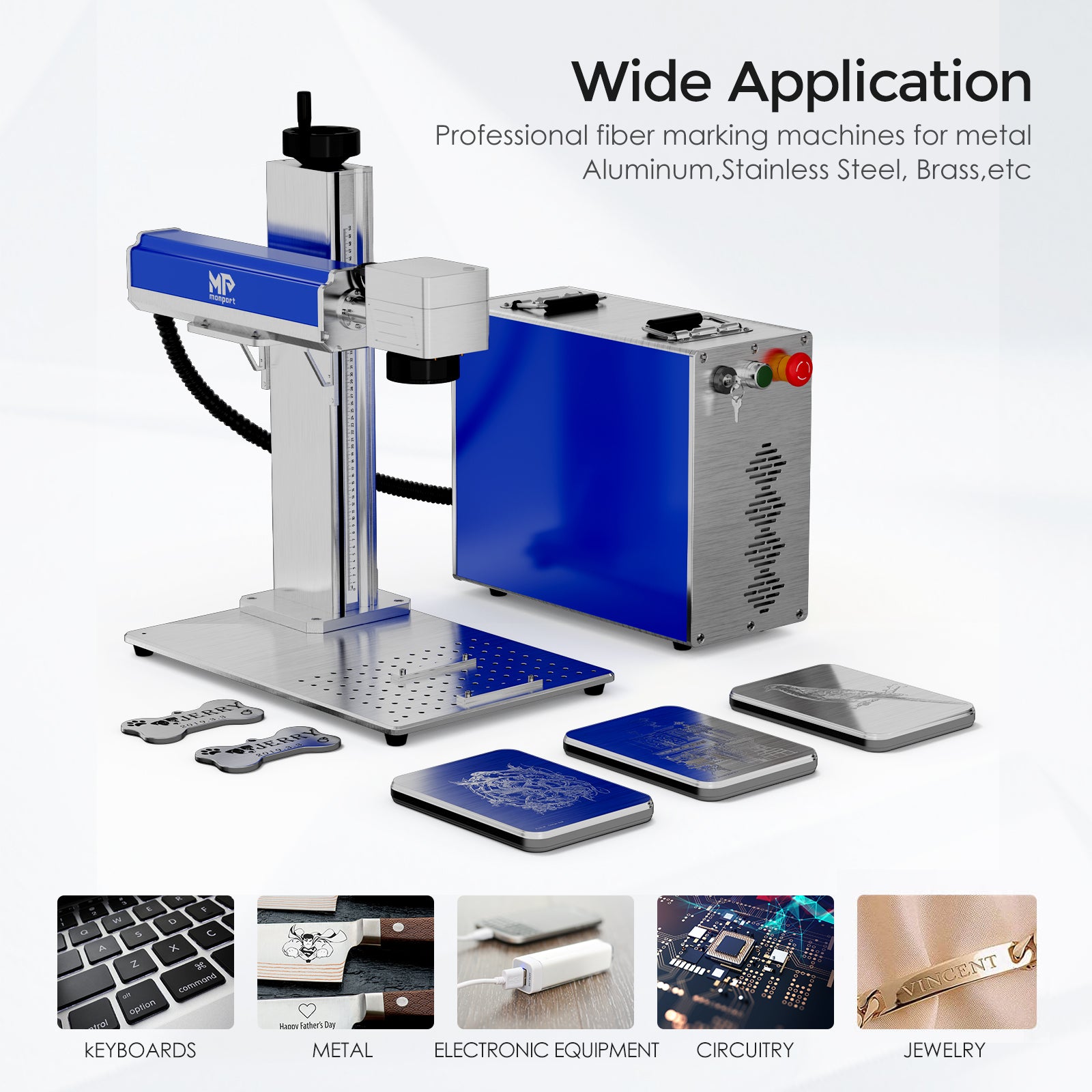 Monport GQ 20W (4.3" x 4.3") Fiber Laser Engraver & Marking Machine with FDA Approval