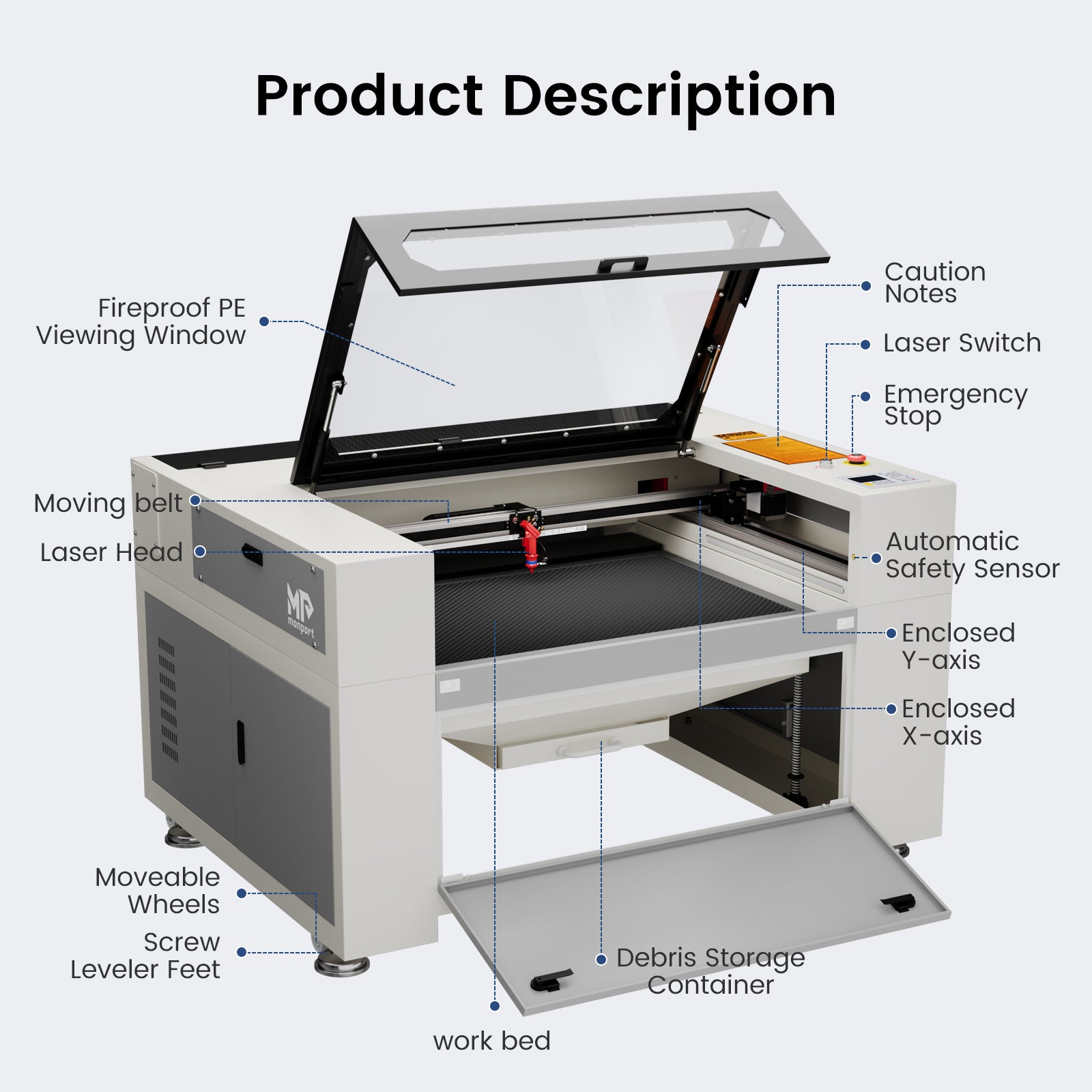 Monport 90W Built-in Chiller CO2 Laser Engraver & Cutter (36