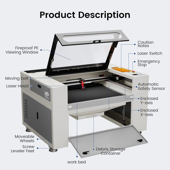 Monport 90W Built-in Chiller CO2 Laser Engraver & Cutter (36