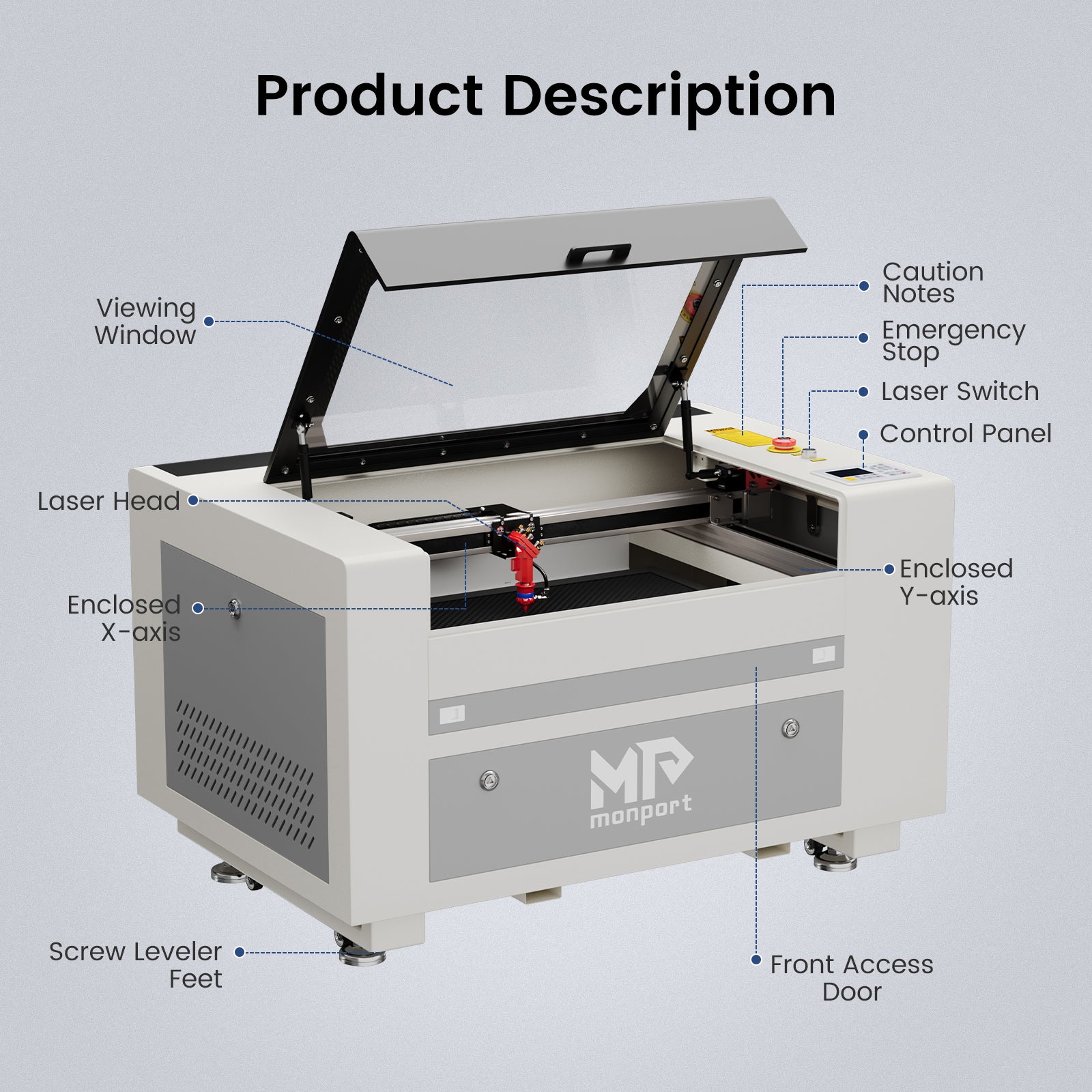 Monport 60W CO2 Laser Engraver & Cutter (24