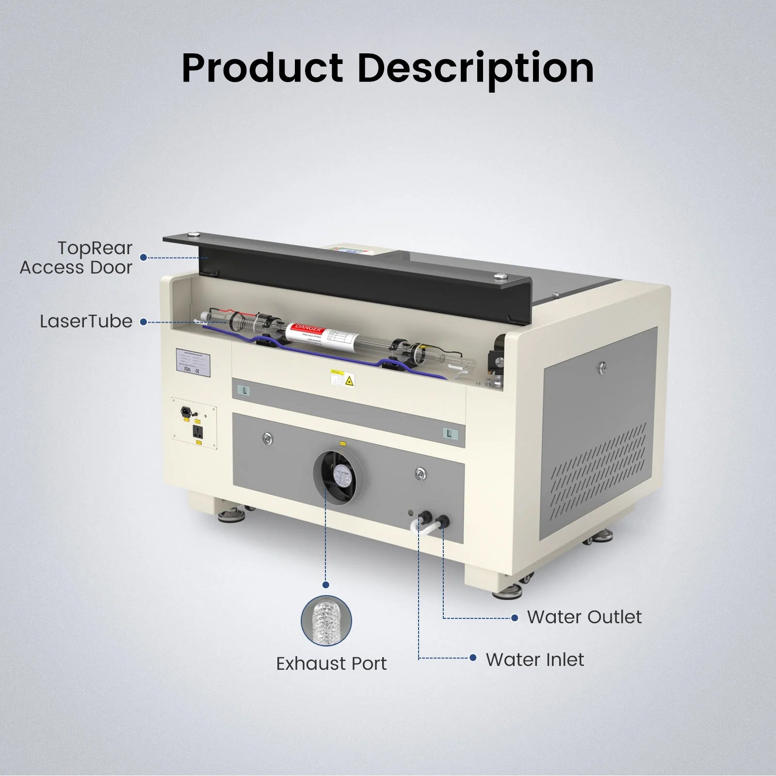 Monport 60W CO2 Laser Engraver & Cutter (24" x 16") with Autofocus