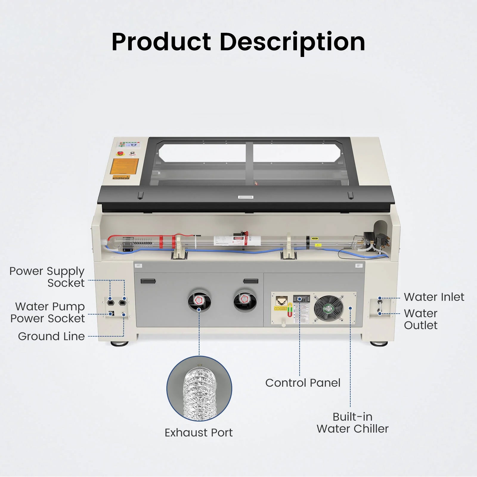 Monport 130W Built-in Chiller CO2 Laser Engraver & Cutter (55" x 35")