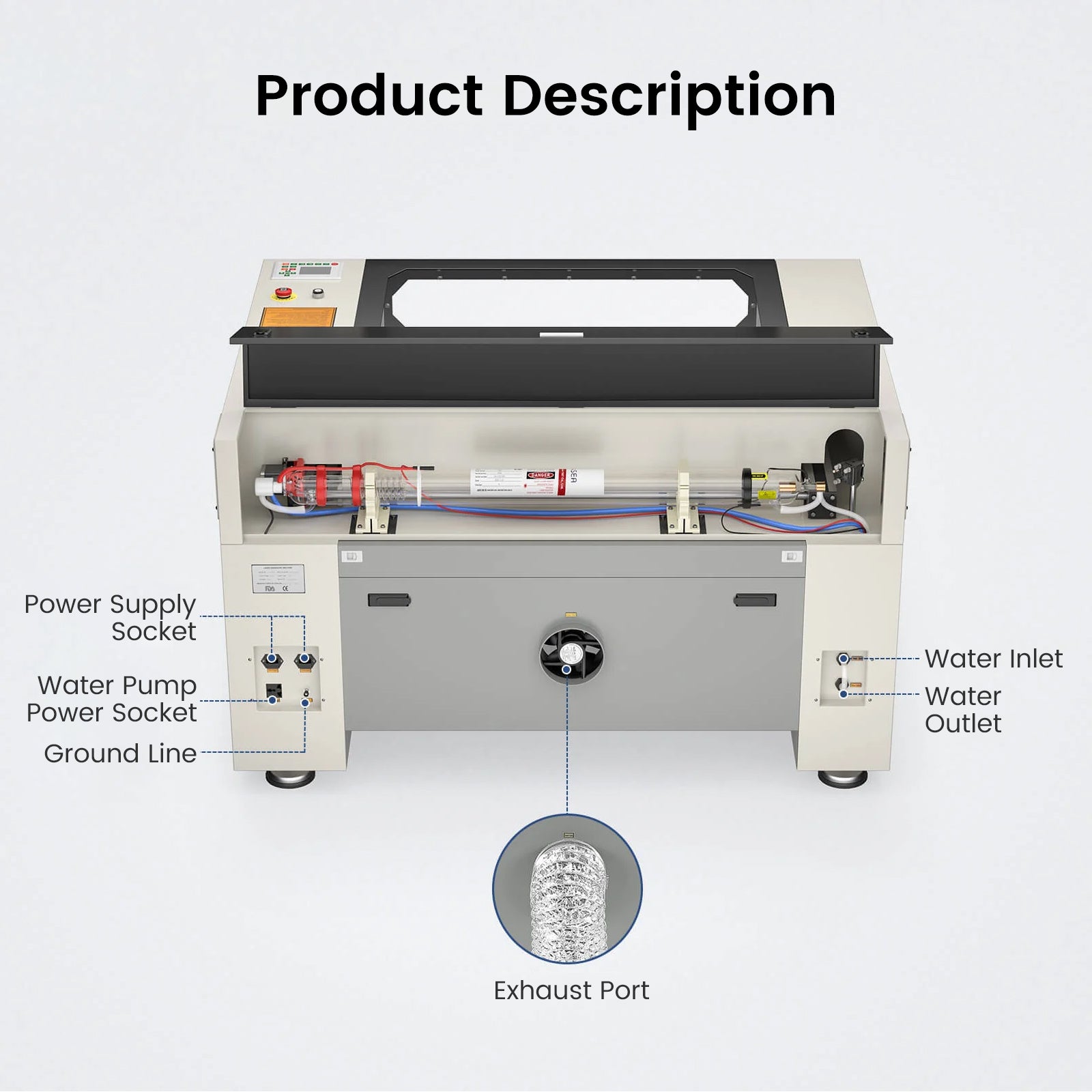 Monport 100W CO2 Laser Engraver & Cutter (40" x 24") with FDA Approved