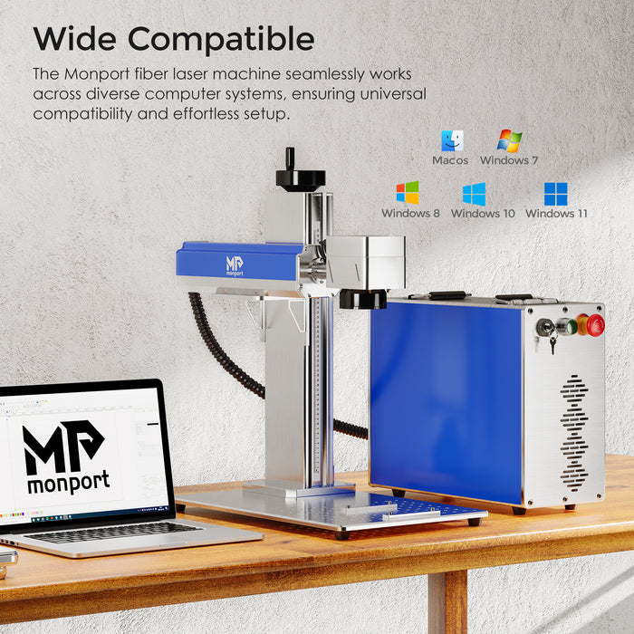 Monport 50W (7.9" x 7.9") Fiber Laser Engraver & Marking Machine with FDA Approval