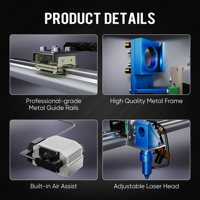 Monport 40W Pro Lightburn-Supported (12" X 8") CO2 Laser Engraver & Cutter with Air Assist