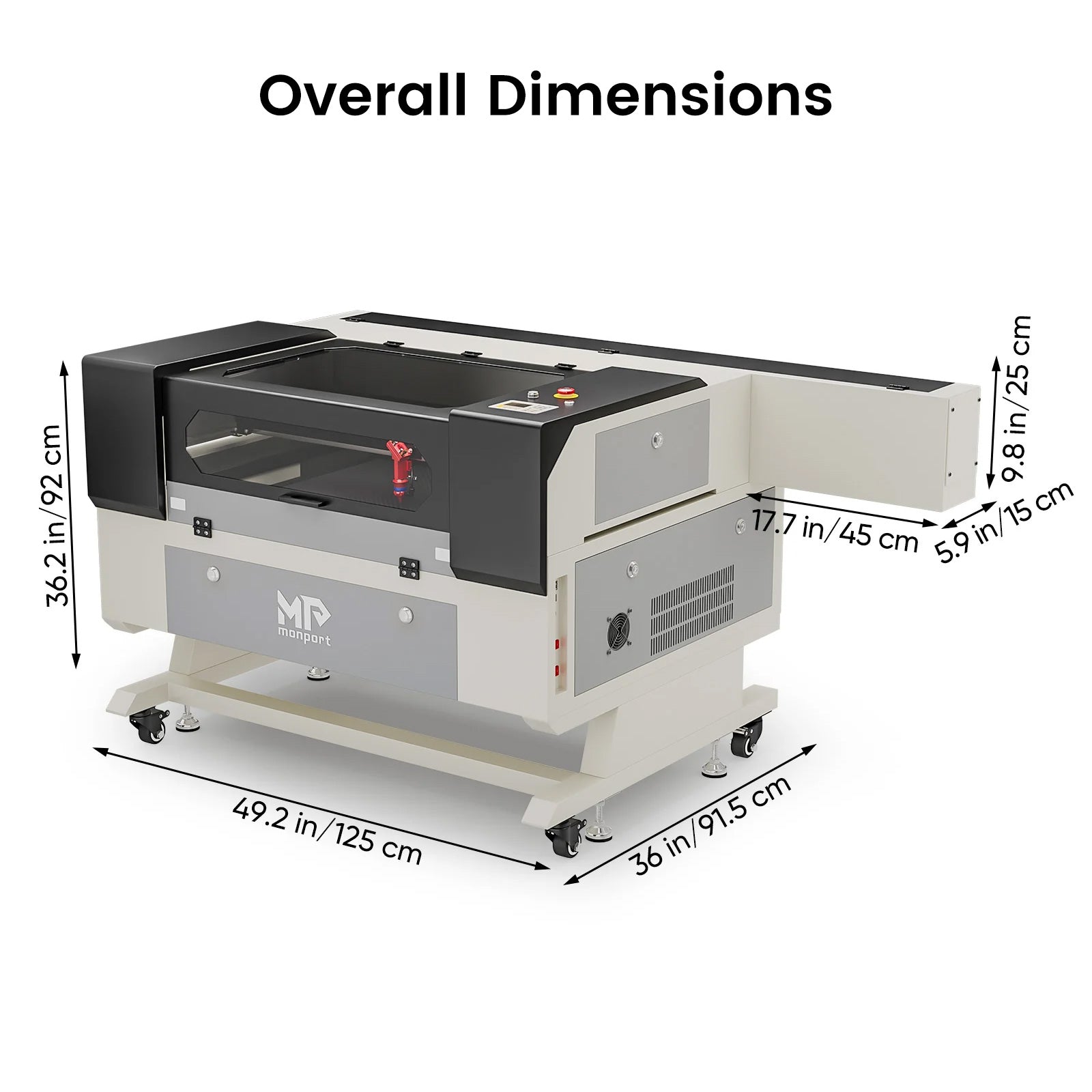 Monport 100W CO2 Laser Engraver & Cutter (28" x 20") with Autofocus and Bracket