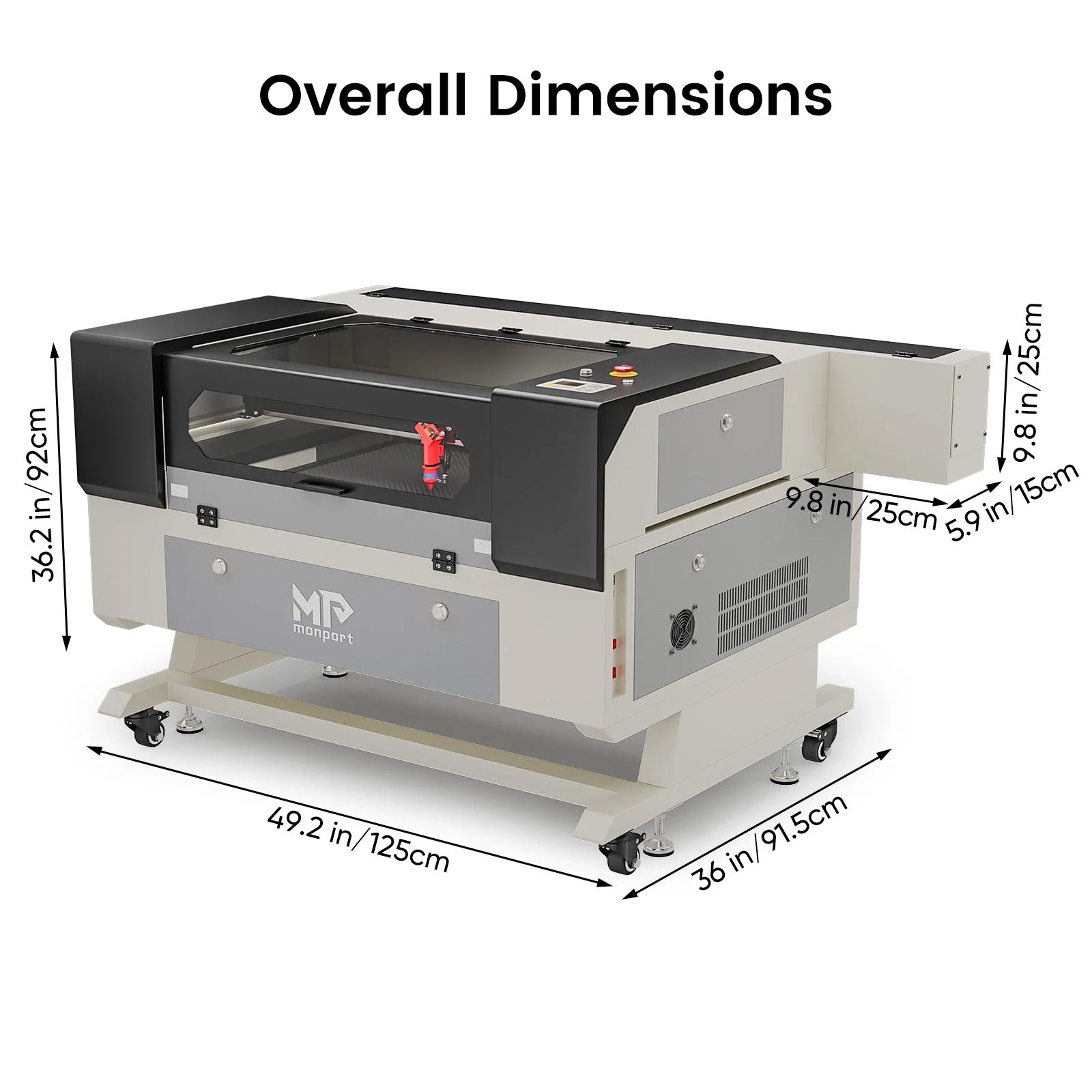 Monport 80W CO2 Laser Engraver & Cutter (28" x 20") with Autofocus and Bracket