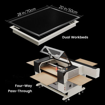 Monport 100W CO2 Laser Engraver & Cutter (28" x 20") with Autofocus and Bracket