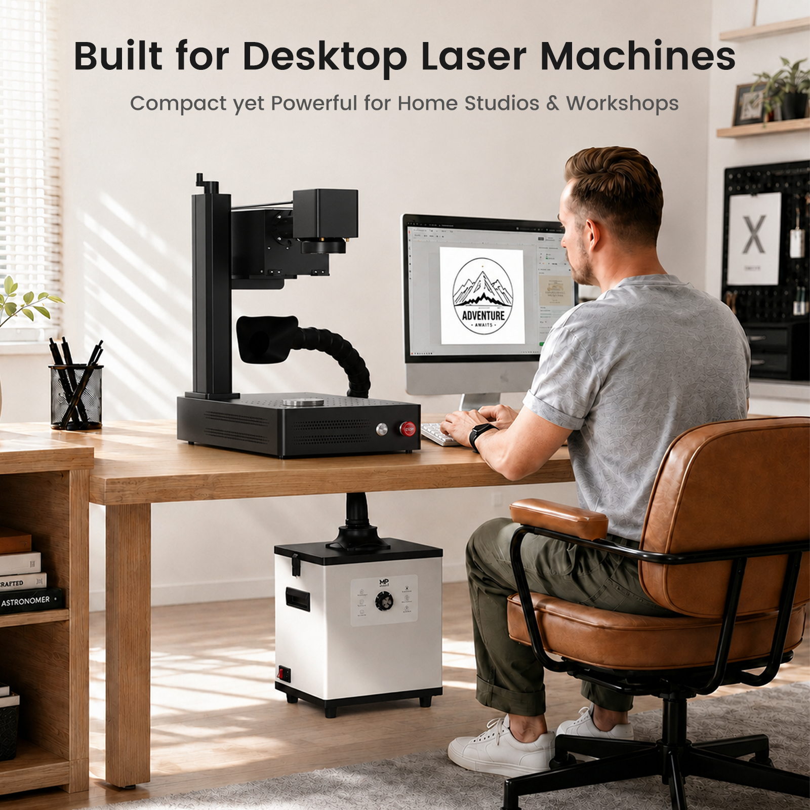 Monport 200W Laser Fume Extractor with 4-Layer Filter for CO2 & Fiber Laser Engraver