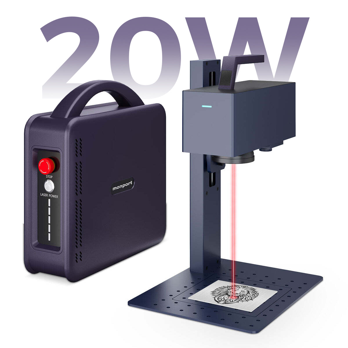 Monport 20W Portable Fiber Laser Engraver for Color Metal Marking