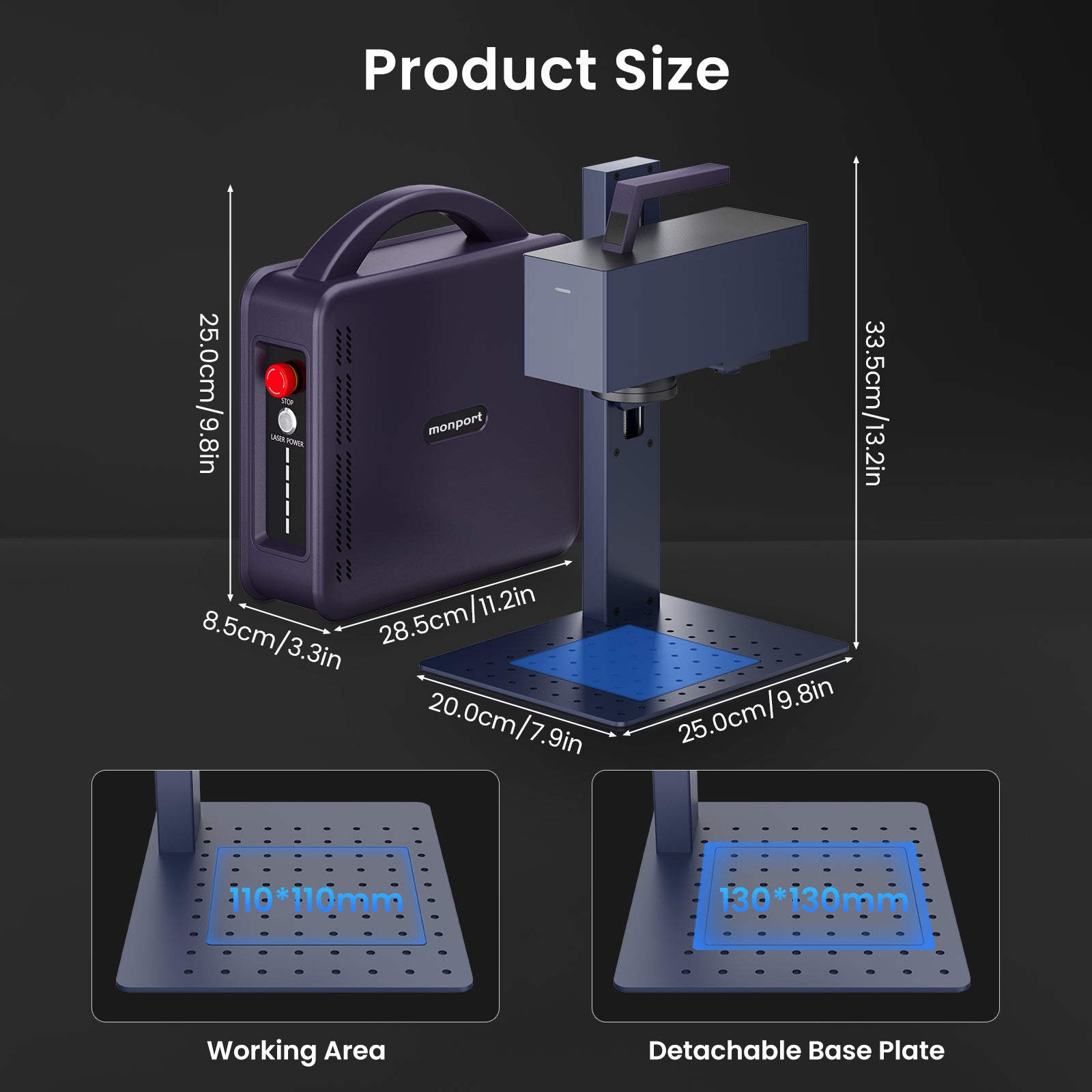 Monport 20W Portable Fiber Laser Engraver for Color Metal Marking