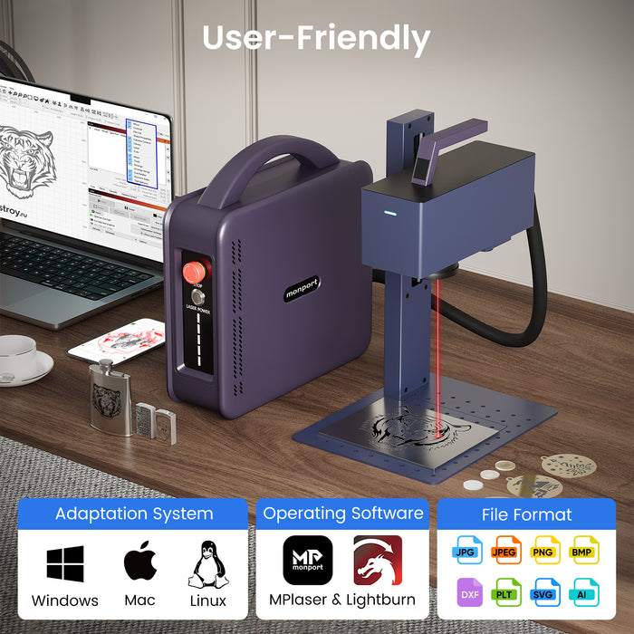 Monport 20W Portable Fiber Laser Engraver for Color Metal Marking
