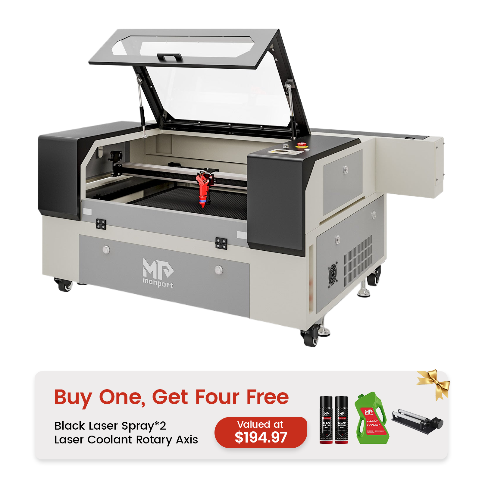 Monport 90W CO2 Laser Engraver & Cutter (28" x 20") with Autofocus