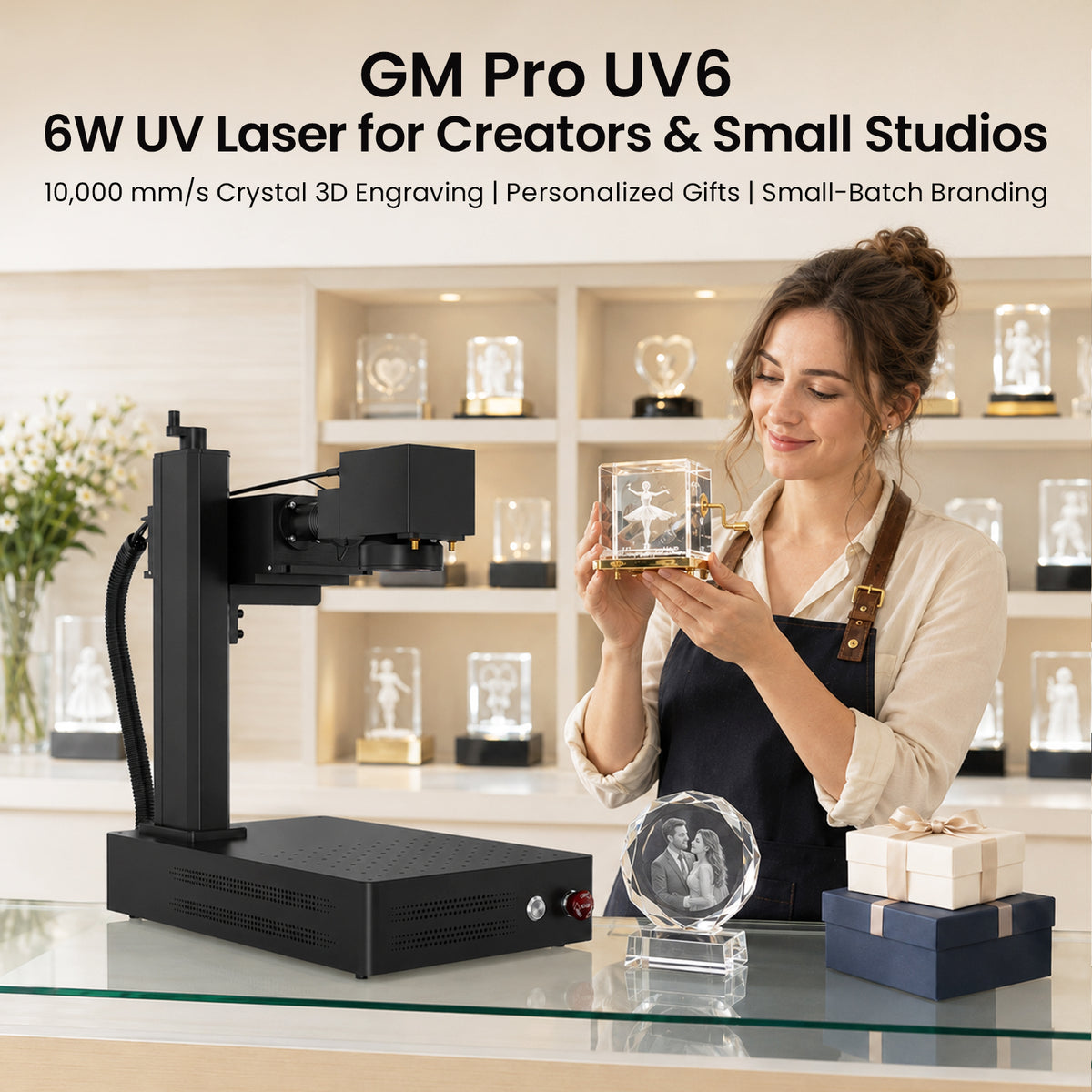 Monport 6W/10W UV Pro Galvo Laser Engraver & Marking Machine for 3D Inner Engraving in Glass