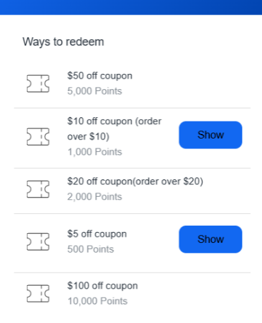 Steps to redeem points