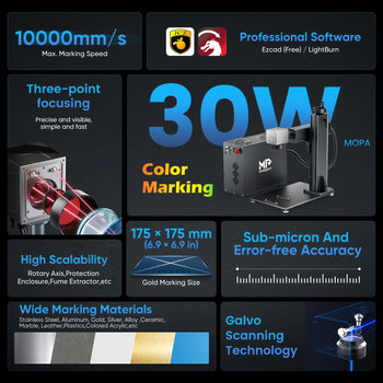 Monport GPro 30W Split MOPA Fiber Laser Engraver & Marking Machine With Manual Focus